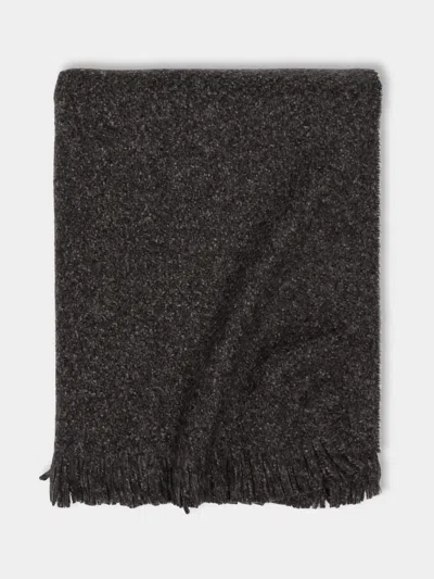 Johnstons Of Elgin Cashmere And Silk Brushed Bouclé Blanket (75in/1.9m) In Black