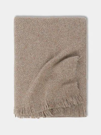 Johnstons Of Elgin Cashmere And Silk Brushed Bouclé Blanket (75in/1.9m) In Brown