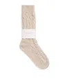 Johnstons Of Elgin Cashmere-blend Cable-knit Socks In Neutral