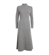 Johnstons Of Elgin Cashmere-blend Ribbed Midi Knitted Dress In Gray