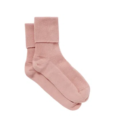 Johnstons Of Elgin Ribbed Cashmere-blend Socks In Pink