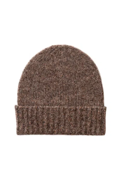 Johnstons Of Elgin Cashmere Bouclé Brown Beanie In Burgundy
