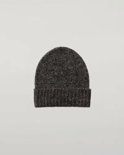 Johnstons Of Elgin Cashmere Bouclé Dark Grey Beanie In Gray