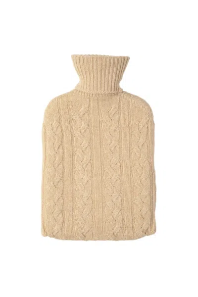 Johnstons Of Elgin Cashmere Cable Natural Hot Water Bottle In Brown