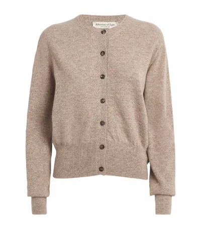Johnstons Of Elgin Cashmere Cardigan In Oatmeal