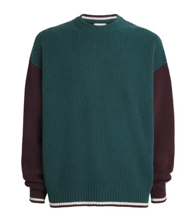 Johnstons Of Elgin Cashmere Colour-block Sweater In Burgundy