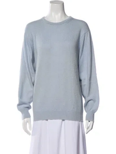 Pre-owned Johnstons Of Elgin Cashmere Crew Neck Sweater In Blue