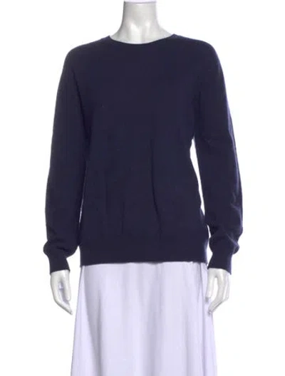 Pre-owned Johnstons Of Elgin Cashmere Crew Neck Sweater In Blue