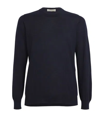 Johnstons Of Elgin Cashmere Crew-neck Sweater In Navy