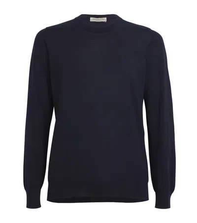 Johnstons Of Elgin Cashmere Crew-neck Sweater In Navy