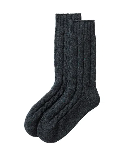 Johnstons Of Elgin Cashmere Donegal Cable Blue Socks In Black
