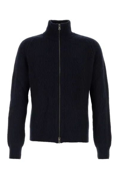 Johnstons Of Elgin Cashmere Donegal Ribbed Zip Turtle Neck Cardigan-l Nd  Male In Black