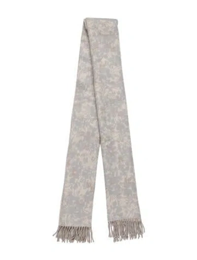 Pre-owned Johnstons Of Elgin Cashmere Floral Print Scarf In Neutrals