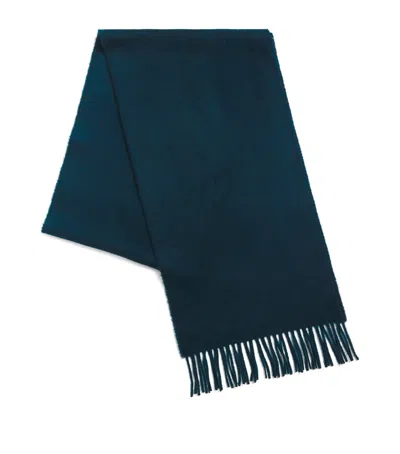 Johnstons Of Elgin Cashmere Fringe Scarf In Blue