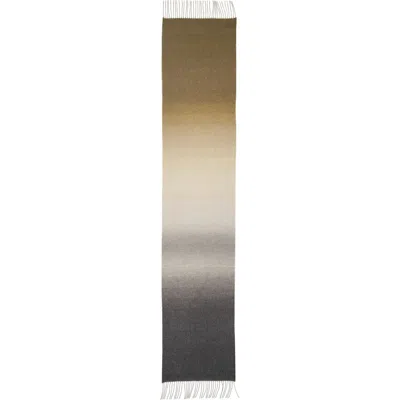 Johnstons Of Elgin Cashmere Fringe Scarf In Olive/grey