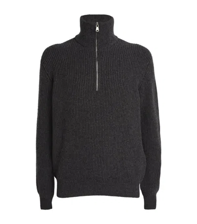 Johnstons Of Elgin Cashmere Half-zip Sweater In Grey