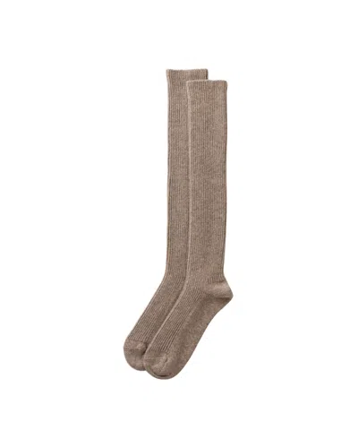 Johnstons Of Elgin Cashmere Knee High Light Brown Socks In Neutral