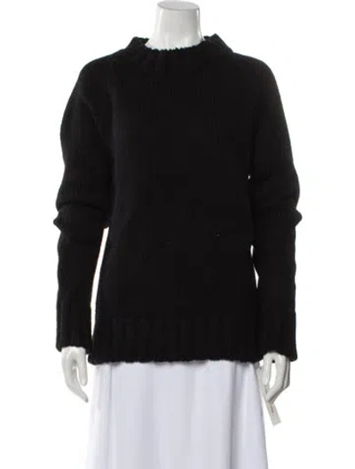 Pre-owned Johnstons Of Elgin Cashmere Mock Neck Sweater In Black