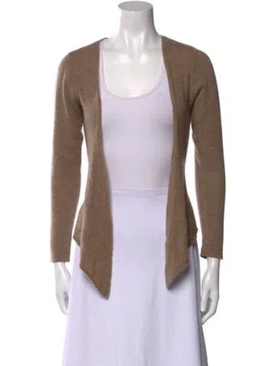 Pre-owned Johnstons Of Elgin Cashmere Open Front Sweater In Brown
