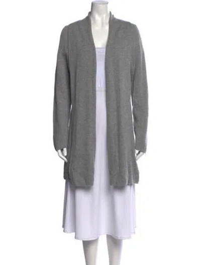Pre-owned Johnstons Of Elgin Cashmere Open Front Sweater In Gray