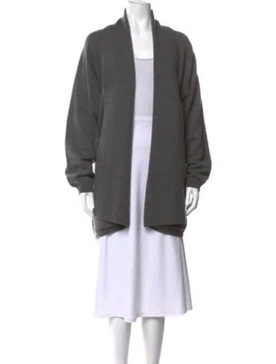 Pre-owned Johnstons Of Elgin Cashmere Open Front Sweater In Gray