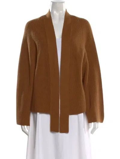 Pre-owned Johnstons Of Elgin Cashmere Open Front Sweater W/ Tags In Brown