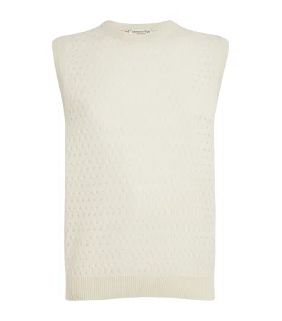 Johnstons Of Elgin Cashmere Open-knit Sweater Vest In Yellow