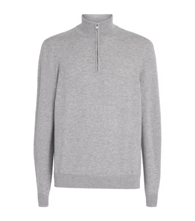 Johnstons Of Elgin Cashmere Quarter-zip Rory Sweater In Gray