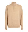 Johnstons Of Elgin Cashmere Quarter-zip Sweater In Beige