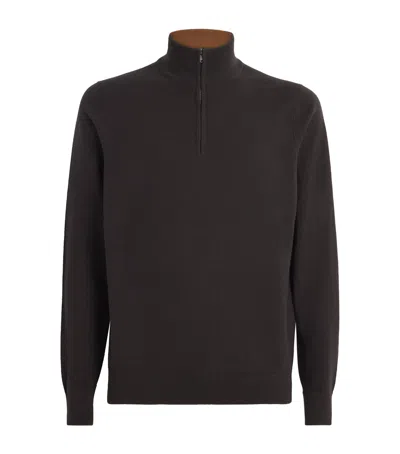 Johnstons Of Elgin Cashmere Quarter-zip Sweatshirt In Animal Print