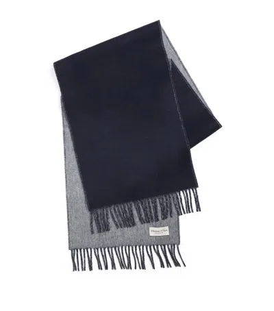 Johnstons Of Elgin Cashmere Reversible Two-tone Scarf In Blue