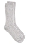 Johnstons Of Elgin Cashmere Rib Crew Socks In Grey