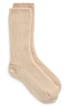 Johnstons Of Elgin Cashmere Rib Crew Socks In New Camel