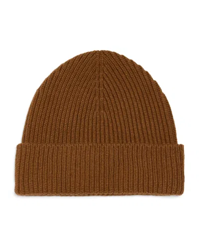 Johnstons Of Elgin Cashmere Rib-knit Beanie In Brown