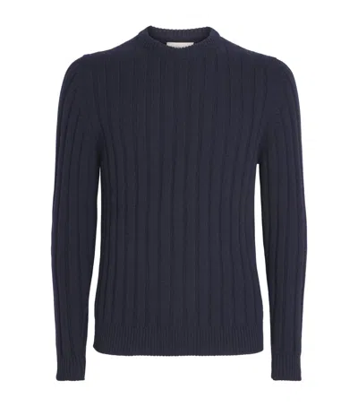 Johnstons Of Elgin Cashmere Rib-knit Peel Sweater In Blue