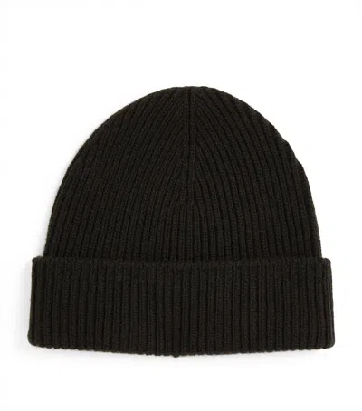 Johnstons Of Elgin Cashmere Ribbed Beanie In Black