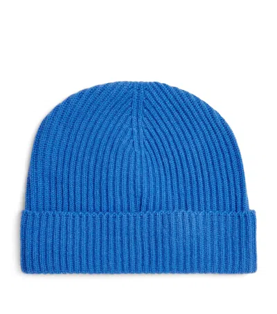 Johnstons Of Elgin Cashmere Ribbed Beanie In Blue