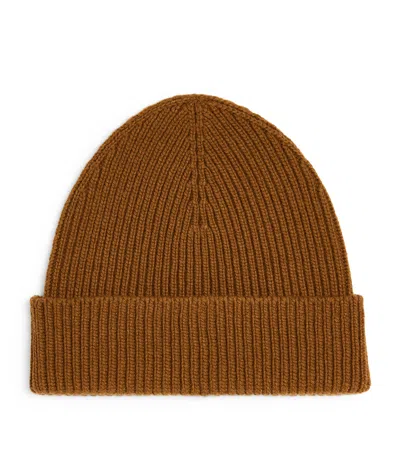 Johnstons Of Elgin Cashmere Ribbed Beanie In Brown
