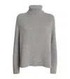 Johnstons Of Elgin Cashmere Ribbed Rollneck Sweater In Gray