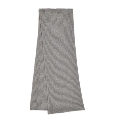 Johnstons Of Elgin Cashmere Ribbed Scarf In Grey