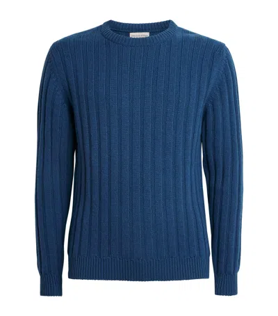Johnstons Of Elgin Cashmere Ribbed Sweater In Blue