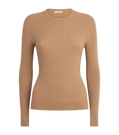 Johnstons Of Elgin Cashmere Ribbed Sweater In Brown