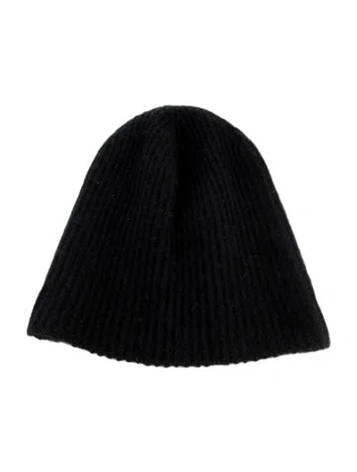 Pre-owned Johnstons Of Elgin Cashmere Rib-knit Beanie In Black