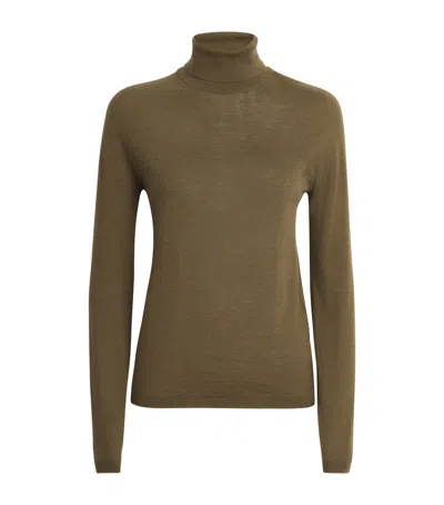 Johnstons Of Elgin Cashmere Rollneck Sweater In Green