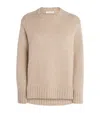 Johnstons Of Elgin Cashmere Round Neck Sweater In Neutral