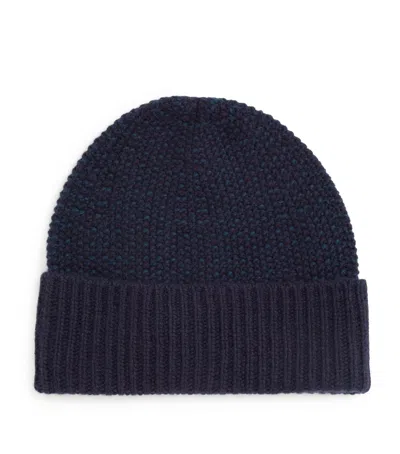 Johnstons Of Elgin Cashmere Seed-stitch Beanie In Blue