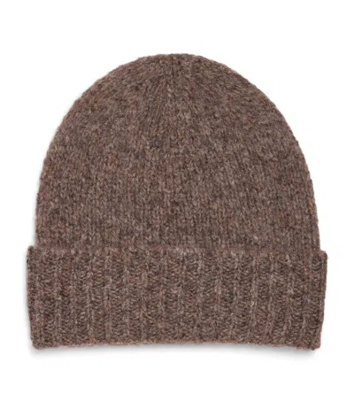 Johnstons Of Elgin Cashmere-silk Brushed Beanie In Brown