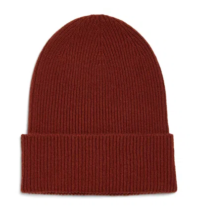 Johnstons Of Elgin Cashmere Slouchy Ribbed Beanie In Burgundy