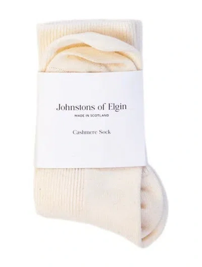 Pre-owned Johnstons Of Elgin Cashmere Soild Socks W/tags In Neutrals