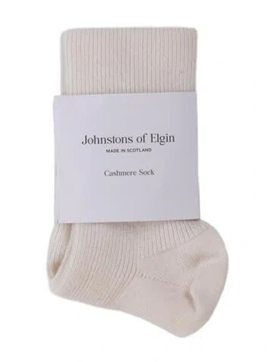 Pre-owned Johnstons Of Elgin Cashmere Soild Socks W/tags In Neutrals